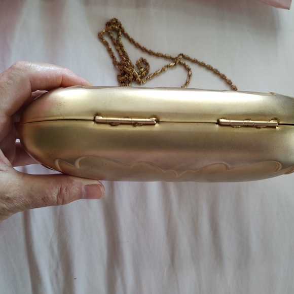 VINTAGE Brushed Gold Tone Crossbody Bag with Rhinestone Embellishment SALE! - Picture 8 of 10